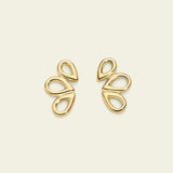 Earrings with three gold water droplets