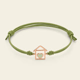 Bracciale cordino con casa e cuore smaltato verde