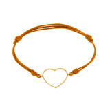 Bracciale cordino con cuore grande a filo