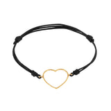 Bracciale cordino con cuore grande a filo