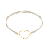 Bracciale cordino con cuore grande a filo