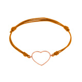 Bracciale cordino con cuore grande a filo