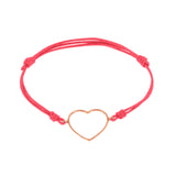 Bracciale cordino con cuore grande a filo