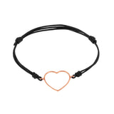 Bracciale cordino con cuore grande a filo