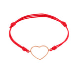 Bracciale cordino con cuore grande a filo