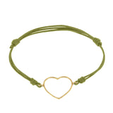 Bracciale cordino con cuore grande a filo