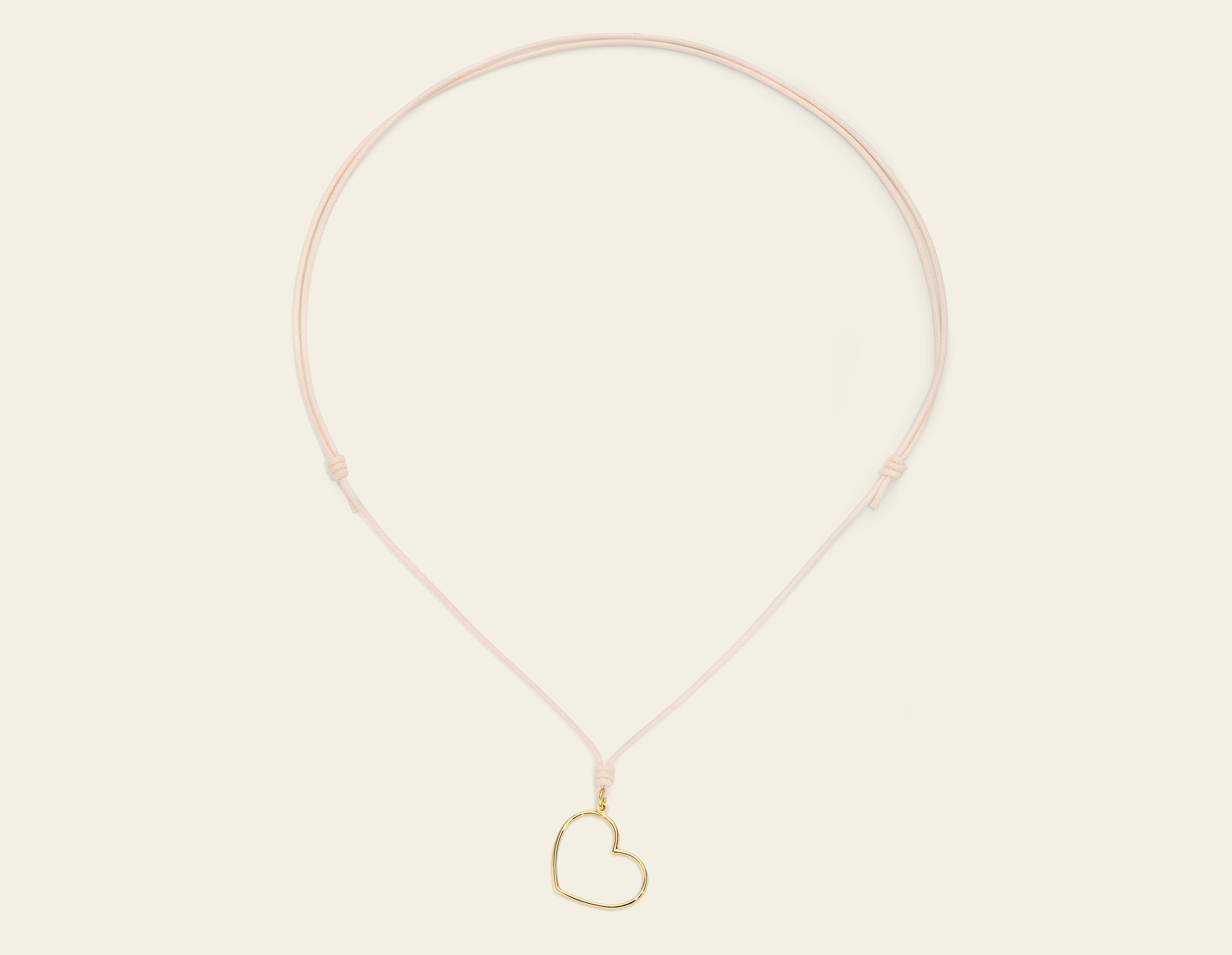 Collana cordino con cuore a filo