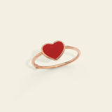 Anello con cuore smaltato rosso