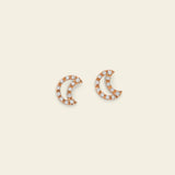 Gold and diamond moon earrings