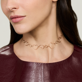 Choker with different-sized outlined hearts