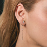 Earring with milled bezels and diamonds - long