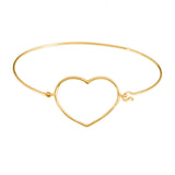 Bangle bracelet with outlined heart