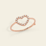 Small wire heart ring with diamonds