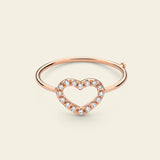Small wire heart ring with diamonds