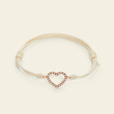 Bracciale cordino con cuore e diamanti bianchi