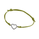 Bracciale cordino con cuore e diamanti bianchi