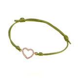 Bracciale cordino con cuore e diamanti bianchi