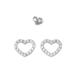 Stop-gap earrings with heart and diamonds 