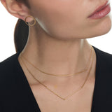 Gold rigid curved bar necklace 