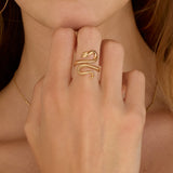 Gold and diamond snake ring